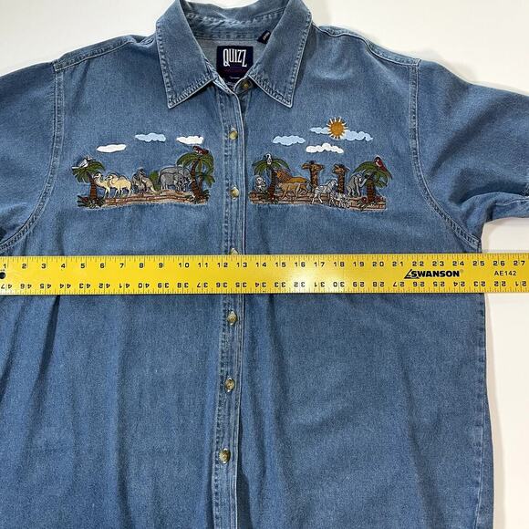 QUIZZ NEW YORK  Womens Sz 20 Y2K Denim Embroidered Animal Button Up Novelty - Picture 4 of 6